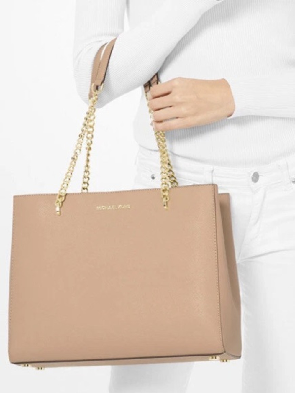 NWT MICHAEL Michael Kors Ellis Large Tote Bag Fawn